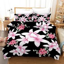 Black Bedding Set Queen Pink Tropical