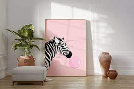 Pink Zebra Print Animal Poster Fun