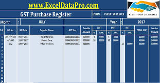 Download Gst Purchase Register Excel Template Exceldatapro
