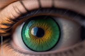 eye macro shot of a green human eye