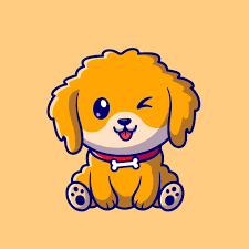 cute dog sitting cartoon vector icon