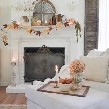 White Painted Brick Fireplace With Fall