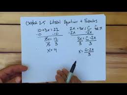 Algebra 1 2 5 Literal Equations And