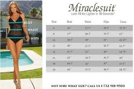 Miraclesuit Size Chart Size Chart Swimsuits Swimwear