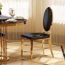 Discover wooden dining chairs in black, white or grey to achieve a contemporary dining room look. Classic Luxury Upholstered Black White Pu Leather Dining Chair Accent Side Chair Gold Stainless Steel Set Of 2 Chairs Stools Dining Room Kitchen Furniture Furniture