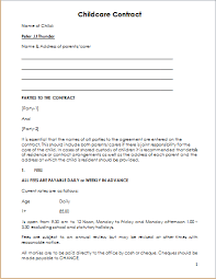 Child Care Contract Template For Ms Word Document Hub