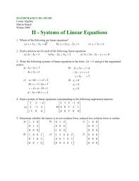 ii systems of linear equations slc