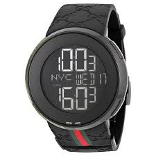 Sleek black rubber band with gucci written on it. Gucci Digital Watches Up To 70 Off At Tradesy