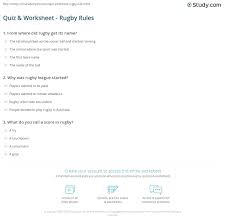 quiz worksheet rugby rules study com