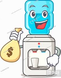 with money bag cartoon water cooler for