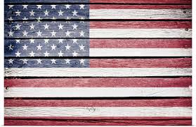 American Flag Painted On Old Wood Plank