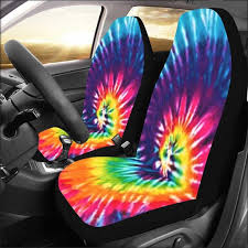 Rainbow Tie Dye Bucket Seat Covers Set