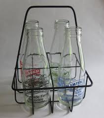 glass milk bottles french metal wire