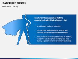 The great man theory was established in the 19th century and suggests that great leaders are born, not made and have certain traits not found in all what makes a man or woman rise above others to assume the mantle of leadership? Leadership Theory Powerpoint Template Sketchbubble