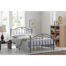 silver queen size metal panel bed