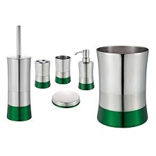 From emerald to sage this color can provide a moment of calm before you start your day or as you get ready for find great deals on green bath accessories at kohl s today. Emerald Green 6 Piece Bathroom Accessory Set Stainless Steel Trash Bin Toilet Brush Toothbrush Holder Tumbler Soap Dish And Dispenser 6 Piece Set With Un Lidded Trash Bin Buy Online In Luxembourg At