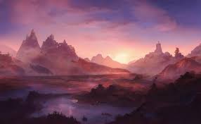 Amanecer puesta de sol en las montañas fabuloso paisaje de picos de montaña los rayos del sol iluminan las laderas de las montañas ilustración mágica de la naturaleza | Foto Premium