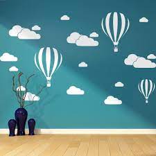 hot air balloon and cloud wall decal