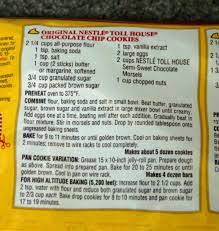 Nestle Toll House Milk Chocolate Chip Cookie Recipe On Bag gambar png