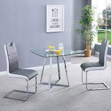 Melito Square Glass Dining Table With 2