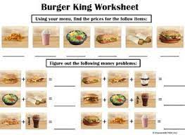 Much money will he have left? Burger King Money Menu Math Everyday Math Math Worksheets Math