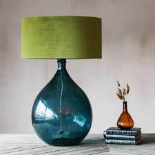 extra large round blue glass lamp
