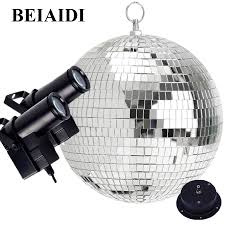 Us 99 87 25 Off Beiaidi Dia30cm 12 Rotating Reflective Disco Mirror Ball With Motor Rgb Disco Beam Pinspot Light Party Wedding Ktv Disco Light In