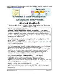 Grade 5 Grammar Activity 25 Word Families Ight And Writing To Do List