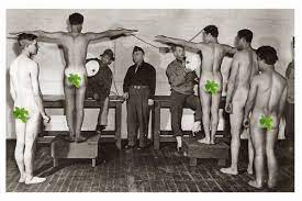 Vintage 1950's Photo Reprint Nude Soldiers Line up for - Etsy