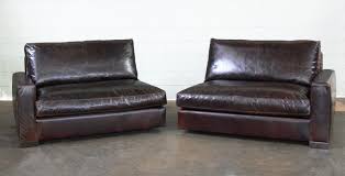 Twin Cushion Leather Sofa In Italian