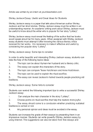 calam eacute o shirley jackson essay useful and great ideas for students 