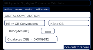 Kb To Gb Conversion Calculator