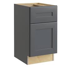 lue cabinetry newton 18 in w x 28 5 in h x 21 in d deep onyx painted drawer base fully embled cabinet recessed panel shaker door style in gray