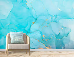 blue mixing acrylic paints marble wallpaper