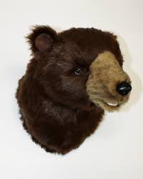 Plush Brown Bear Head Major Large Wall