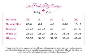 Size Chart Boutique Maxi Dresses Funky Dresses Boutique