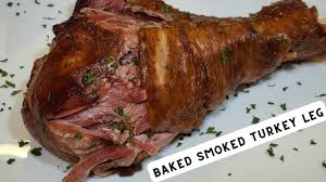baked smoked turkey leg cooking with