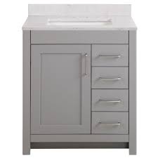 Vanitiesdepot.com is a leading bathroom vanity retailer, offering the most competitive prices and best selection. Home Decorators Collection Westcourt 31 In W X 22 In D Bath Vanity In Sterling Gray With Stone Effect Vanity Top In Pulsar With White Sink Wt30p2v3 St The Home Depot