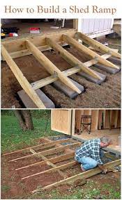 Like a deck, ramps made from pressure treated wood are sturdy and resilient when properly built and maintained. How To Build A Shed Ramp The Right Way Storage Shed Plans Backyard Storage Sheds Shed Ramp Backyard Storage