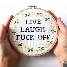 It's not mean if it's hilarious. Curious Twist Shop Funny Cross Stitch Kits For Adults Free Uk P P