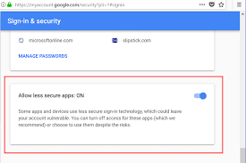 Off, select the toggle switch to turn on. Outlook And Gmail S Less Secure Apps Setting