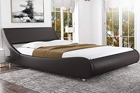 These beds offer several advantages: Amazon Com Amolife Modern Queen Platform Bed Frame With Adjustable Headboard Mattress Foundation Deluxe Solid Faux Leather Bed Frame With Wood Slat Support Dark Brown Kitchen Dining