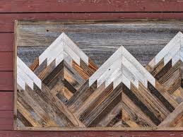 Rustic Mountain Wood Wall Art With Gray