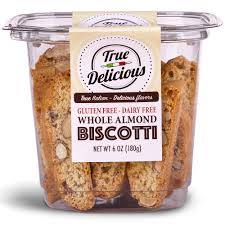 Gluten free almond biscotti are baked until golden brown and dunked in rich chocolate. Amazon Com True Delicious Gluten Free Dairy Free Almond Biscotti Italian Fine Dessert Baked Twice 4 Boxes Of 6oz Each Grocery Gourmet Food