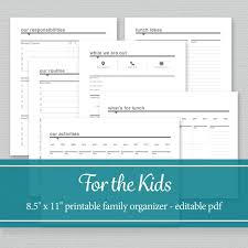 Family Goal Planner Set Kids Chore Chart Printable Editable Kids Responsibility Chart Kids Activity Planner Pdf Babysitter Notepad Pdf