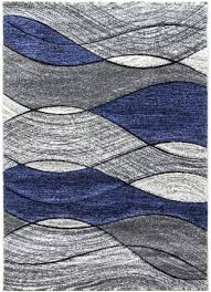 silver blue waves rug runner abstract