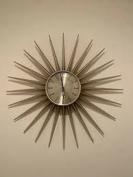Sun Sunburst Atomic Wall Clock Metal