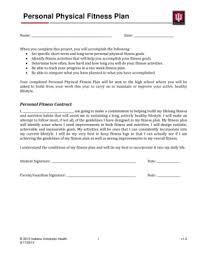 Fillable Online Iuhealth Personal Physical Fitness Plan Homepage