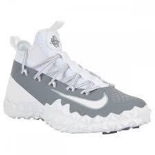 Nike Alpha Huarache 6 Elite Mens Lacrosse Turf Shoes White Cool Grey Wolf Grey