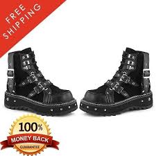 Pleaser Demonia Lilith 278 Womens Metal Studded Platform Lace Up Ankle Boot Ebay